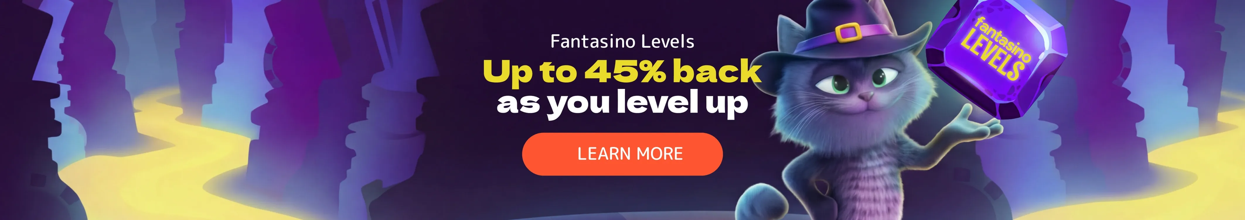 Fantasino welcome bonus promotion strip with free spins offer